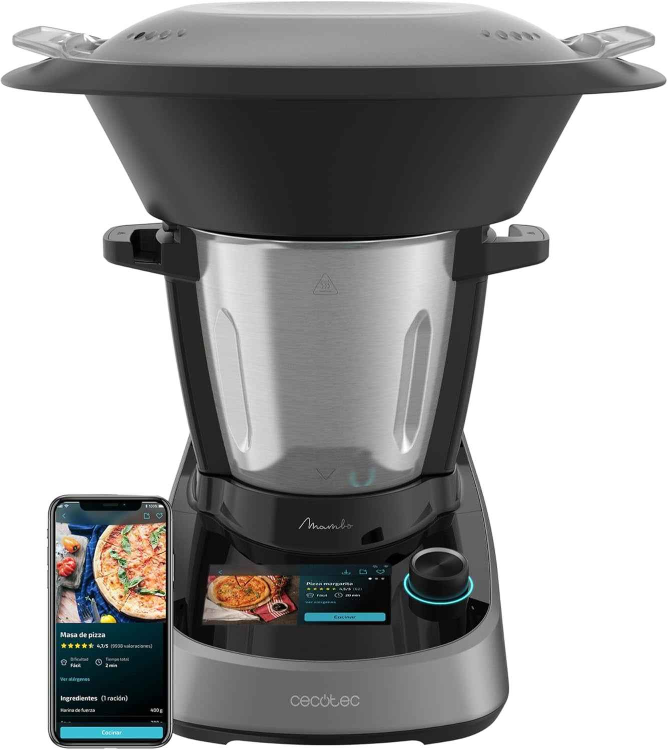 Robot De Cuisine Multifonction Mambo Touch - 1600 W, 37 Fonctions | Écran Tactile TFT 5" Avec Livre De Recettes Intégré, Capacité 3,3 Litres, Application, Balance Et Jarre En Acier Inoxydable