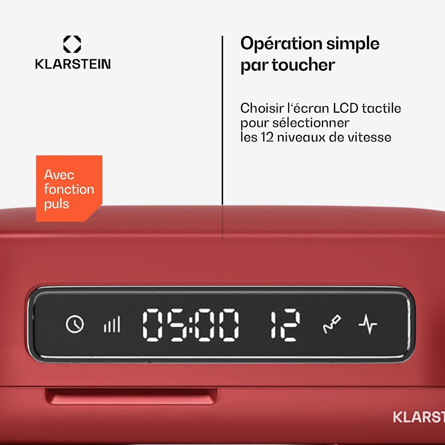 Klarstein Chiara Robot De Cuisine Multifonctions – 1600 W, Bol Inox 5 L, 12 Vitesses, Écran Tactile LCD, Silencieux ≤ 72 Db, Accessoires Lavables, Set De Pâtisserie, Boîtier En Aluminium Moulé, Rouge