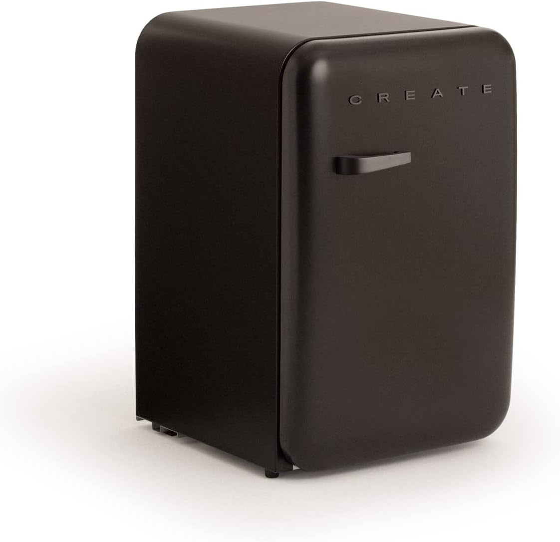 / RETRO FRIDGE 83.5 Black/Réfrigérateur Noir Avec Poignée Noire/Pratique Et Fonctionnel, Matériaux Résistants
