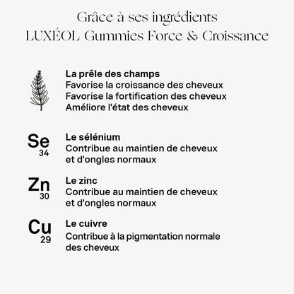 - Gummies Force & Croissance - Cheveux(2) & Ongles(3) | Complément Alimentaire - Croissance(1) - Arôme Naturel Goût Framboise - Sans Sucres - Fabriqué En France - Environ 60 Gummies