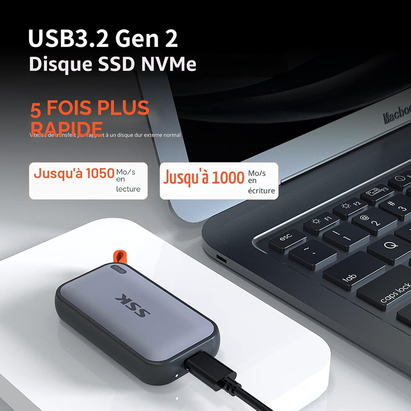 500 Go SSD Externe Jusqu'À 1050Mo/S En Lecture, USBC 3.2 Gen2 Disque Dur Externe Portable SSD Pour Iphone 15/16/PRO,PS5, Xbox, Ordinateur Portable, Macbook/Pro/Air Et Plus