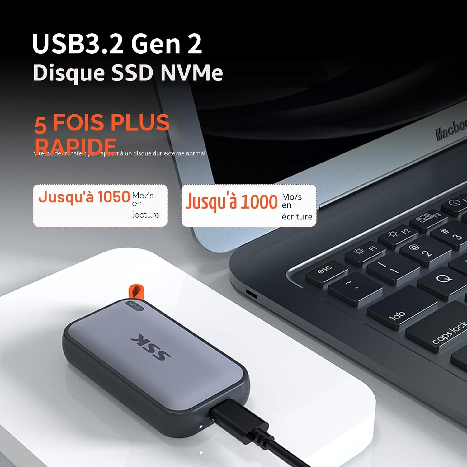 500 Go SSD Externe Jusqu'À 1050Mo/S En Lecture, USBC 3.2 Gen2 Disque Dur Externe Portable SSD Pour Iphone 15/16/PRO,PS5, Xbox, Ordinateur Portable, Macbook/Pro/Air Et Plus