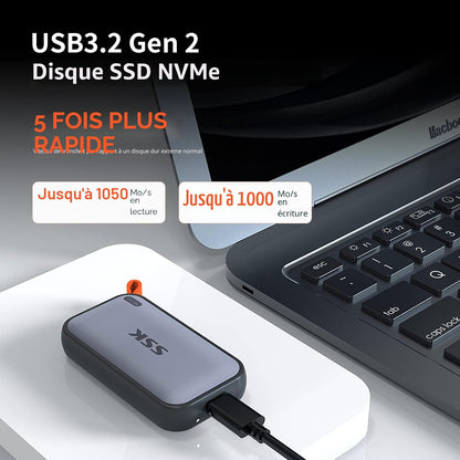 500 Go SSD Externe Jusqu'À 1050Mo/S En Lecture, USBC 3.2 Gen2 Disque Dur Externe Portable SSD Pour Iphone 15/16/PRO,PS5, Xbox, Ordinateur Portable, Macbook/Pro/Air Et Plus