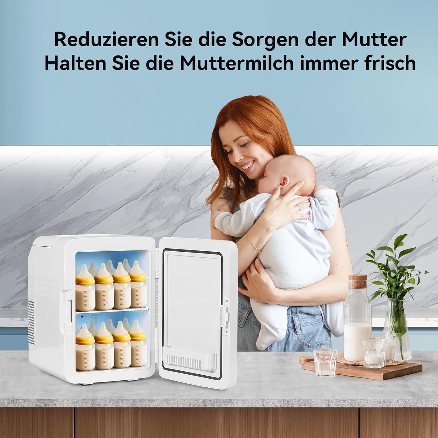 YOURLITE Mini Frigo De Chambre 2 En 1 10 Litres Avec Miroir, Refroidissement Et Chauffage Mini Réfrigérateur Portable AC/DC Convient Pour Conserver Les Aliments, Adapté Pour Chambre À Coucher, Bureau