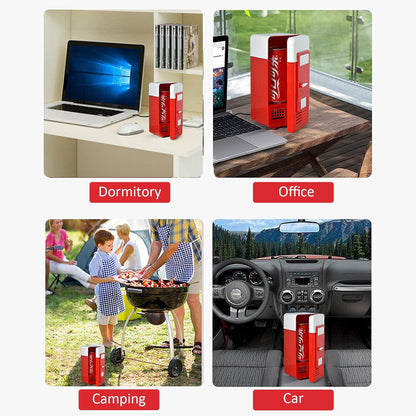 Mini Réfrigérateur Portable, Petit Réfrigérateur USB 5V 1 Canette Refroidisseur Et Chauffe-Réfrigérateur, Mini-Réchaud Mignon Refroidisseur De Boissons, Pour Voiture, Bureau, Chambre, Etc.(Rouge)