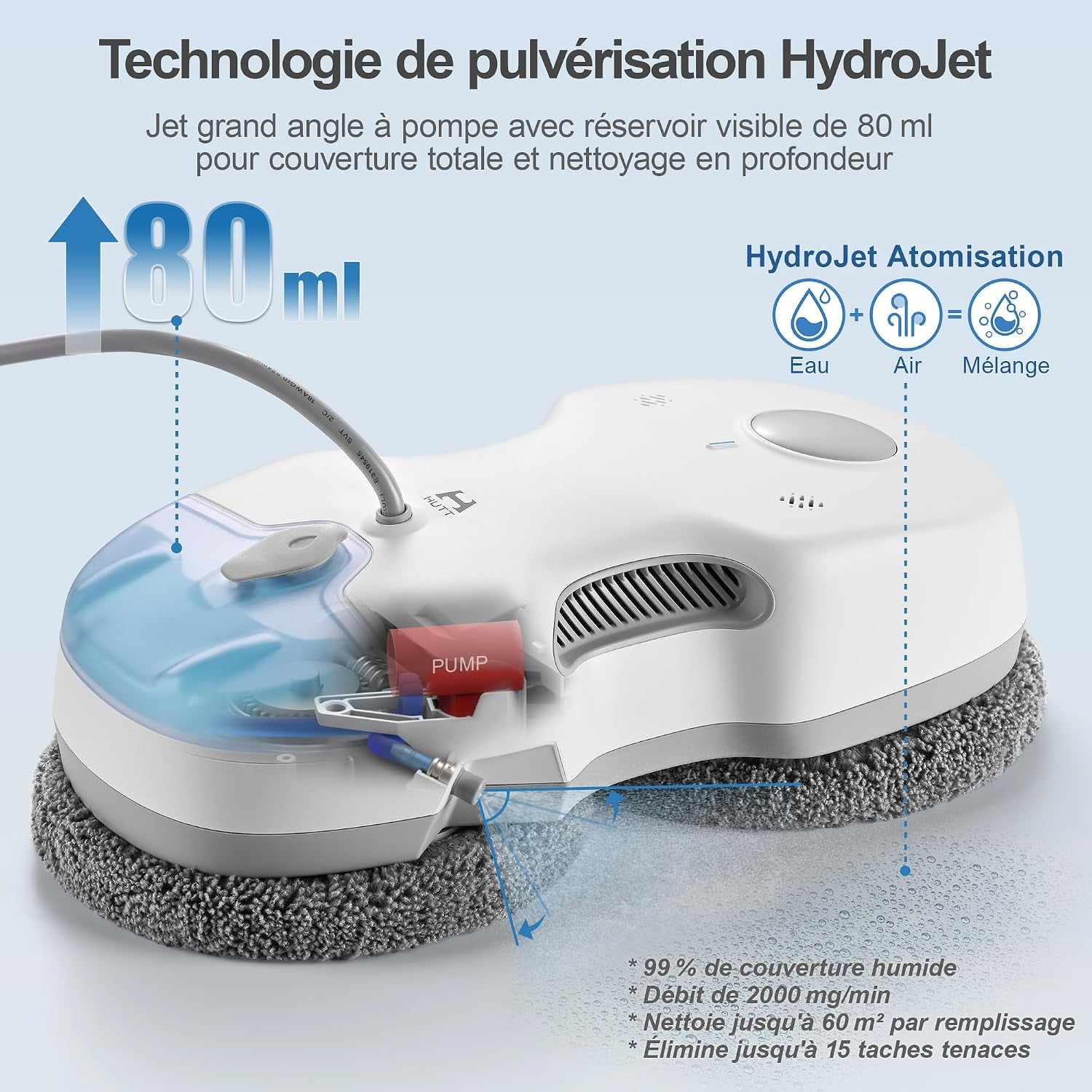 S7 plus Robot Nettoyeur De Vitre Avec Alimentation Portable, Robot Lave Vitre Sans Fil Avec Gicler L'Eau Automatique, Tampons Dual Moteur Flottant 3D, Protection Multiples, Télécommande