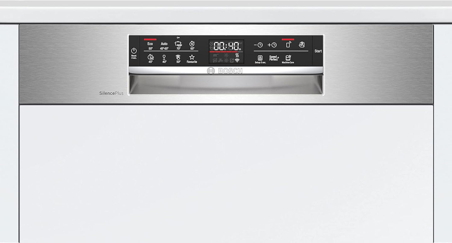 SMI6ECS93E - Série 6 - Lave-Vaisselle Encastrable Avec Bandeau - Home Connect - 13 Couverts - Silence plus 40 Db - Metallic