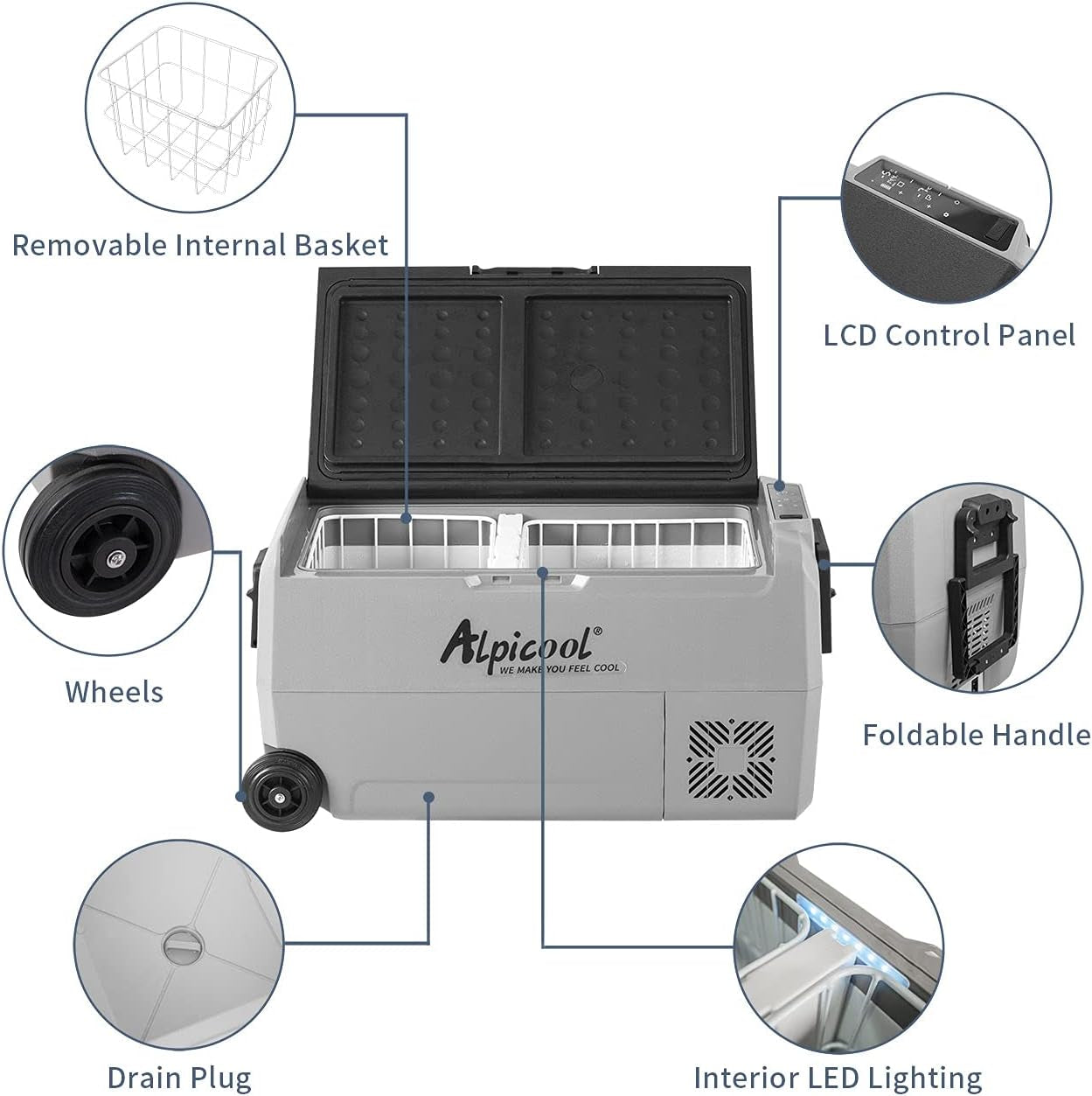 T36 36L Glaciere Électrique À Compression, 12/24V Réfrigérateur De Voiture Portable Congélateur Et Réfrigérateur Pour Maison, Dortoir, Camping