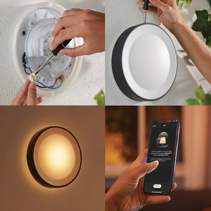 Philips Hue White Et Color Ambiance DAYLO, Applique Murale Extérieure, Noire, Fonctionne Avec Alexa, Google Assistant Et Apple Homekit