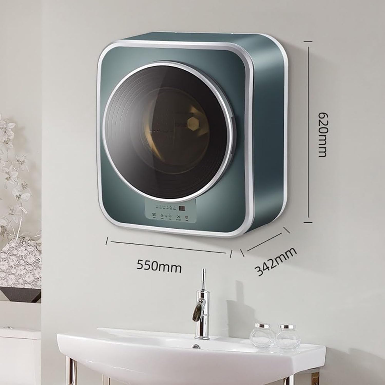 GEJLELDS Mini Machine À Laver, Machine À Laver Murale Automatique Et Sèche-Linge, Petit Lave-Linge Domestique Compact Portable De 3 Kg, Lavage Autoportant Facile À Utiliser Peu Encombrant,A