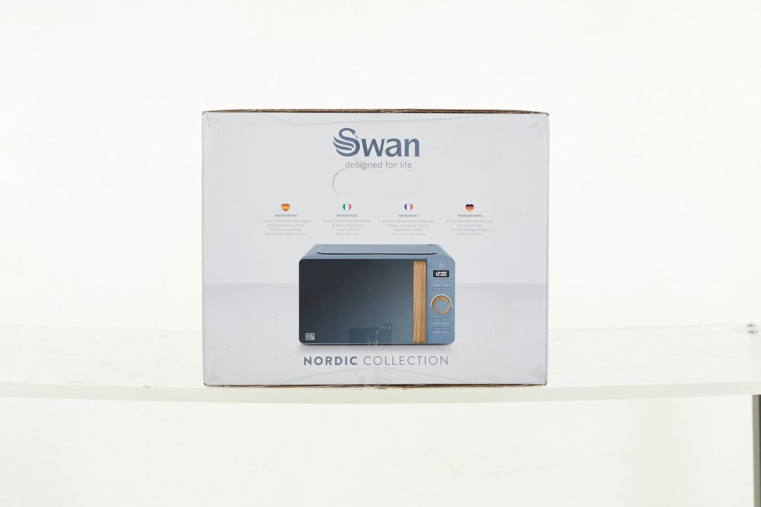 Nordic Micro-Ondes Numérique 20 L, 6 Niveaux De Fonctionnement, 800 W Puissance, Minuterie 30 Min, Nettoyage Facile, Mode Dégivreur, Design Moderne, Poignée Effet Bois, Gris Mat