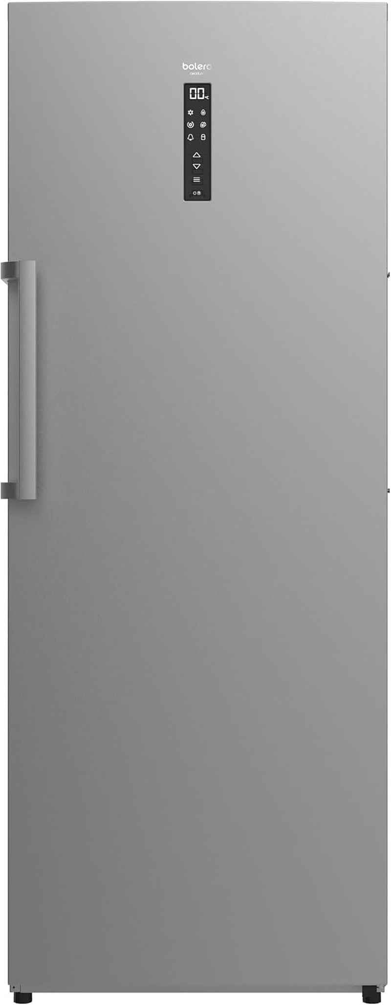 Congélateur Vertical 380L Bolero Coolmarket UF 380 Inox, Moteur Inverter Plus, Économie D’Énergie, Total No Frost, Écran De Contrôle, Convertible En Réfrigérateur, Acier Inox