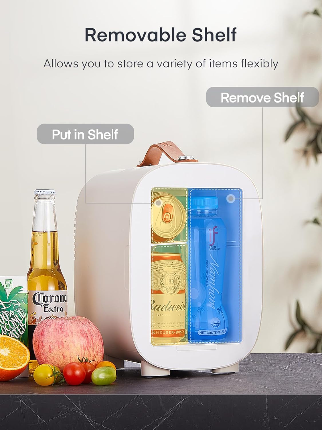 Mini Frigo De Chambre 5 Litres/ 6 Canettes, Petit Frigo USB/CA/CC, Frigo Cosmetique, Mini Réfrigérateurs Pour Boissons, Nourriture, Beauté, Bureau, Dortoir, Voiture, Blanc
