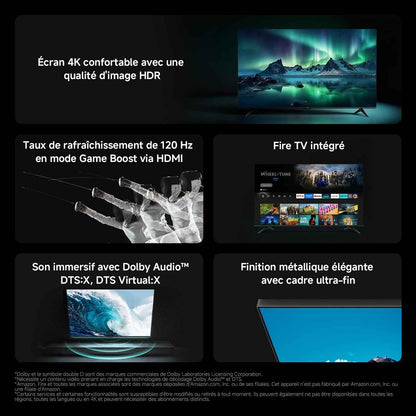 XIAOMI TV F 65, 165 Cm (65 Pouces), 4K UHD, Smart TV, Fire OS8, Contrôle Vocal Alexa, HDR10, MEMC, 60Hz Avec 120Hz Game Boost Mode, 2Go+32Go, Compatible Avec Apple Airplay