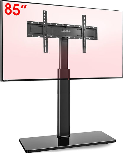 Support TV Sur Pied plus Haut 1,6M Pour 43-85 Pouces,Pied Pour TV Pivotant 50° Inclinable 12° Hauteur Réglable Max VESA 600X400Mm Max Capacité 50 KG (Noir)