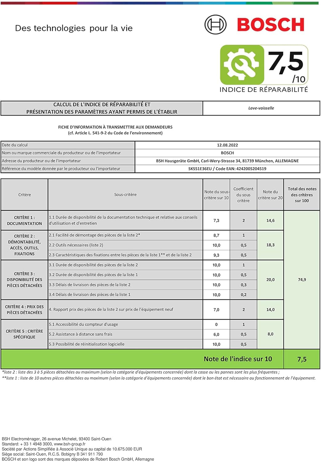 SKS51E36EU - Lave-Vaisselle Compact Série 2 - Pose-Libre, 55 Cm - 6 Couverts - 5 Programmes - Moteur Ecosilence Drive - Noir