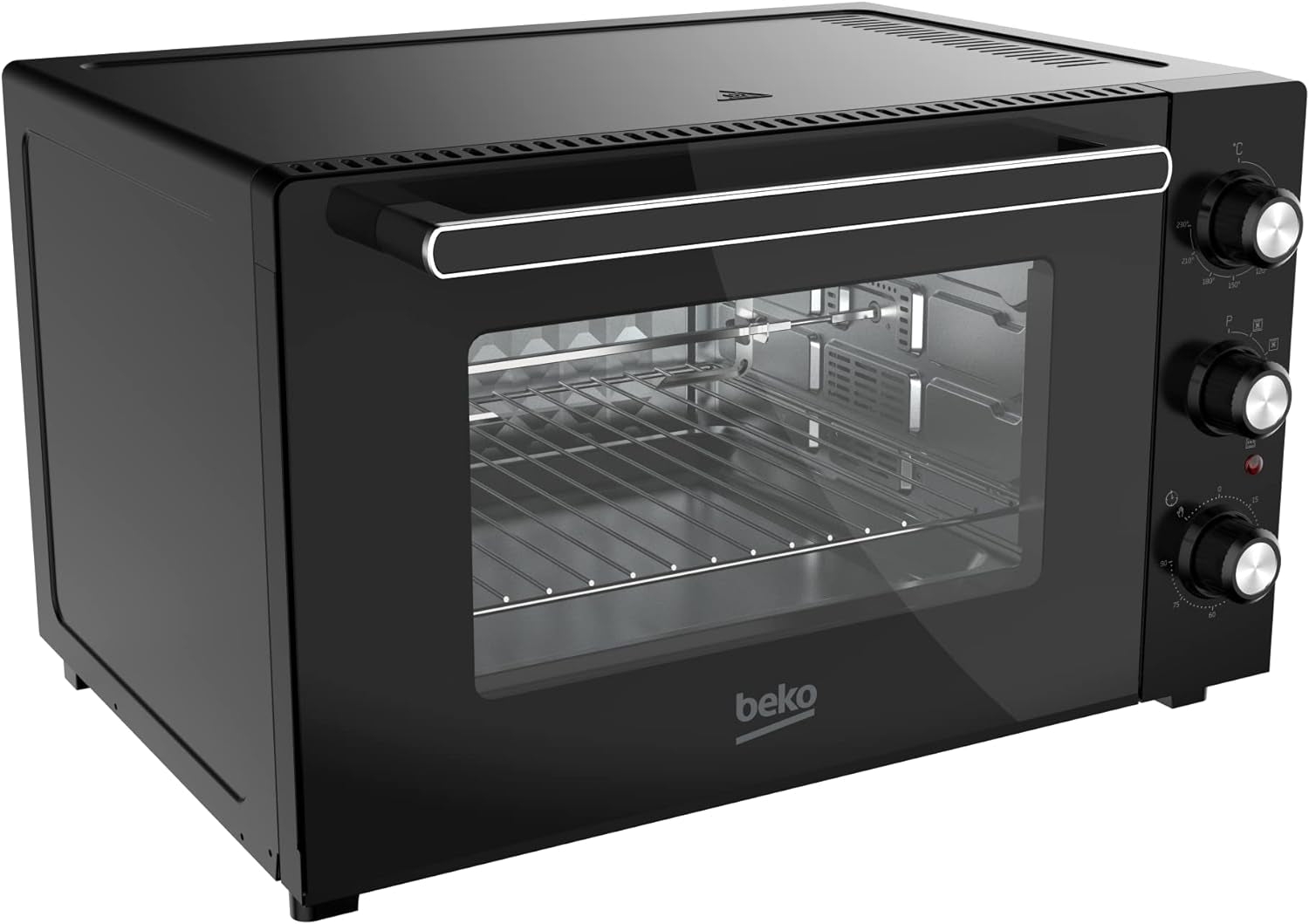 Beko - BMF60B - Four Électrique, Cuisson Ventilée, 60 Litres, 2000 W, 5 Fonctions, Minuterie 120 Min, Température Jusqu'À 230° - Noir, 62 X 38,5 X 52H Cm