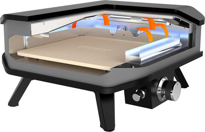 13" Four À Pizza À Gaz Portable Avec Thermomètre Intégré - Cuisson Parfaite, Black