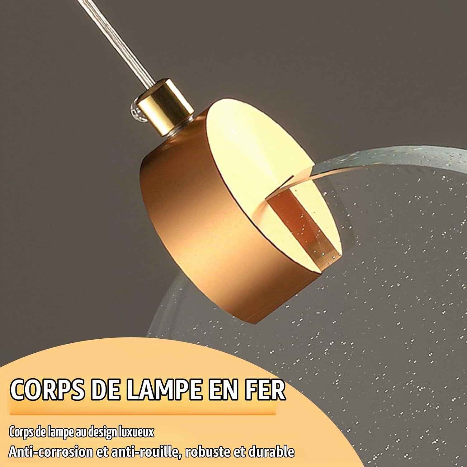 Plafonnier Led, Luminaires Intérieur En Cristal, Lumiere Plafond En Or, Lustre Salon Moderne Chambre À Coucher Îlot De Cuisine Escalier Couloir (3 Lumières, Lumière Chaude)