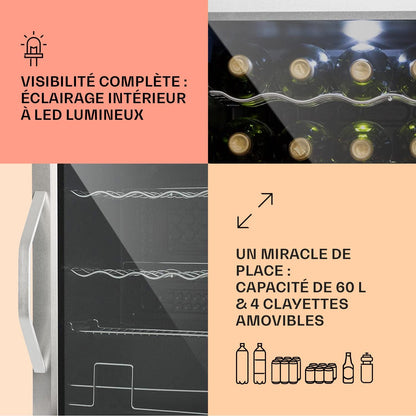 Mini Frigo De Chambre Et Bureau, Silencieux, Mini Bar 60L, Pour Boisson, Camping, Étagères Réglables, Ondulés Pour Le Vin, Cannette, Beer