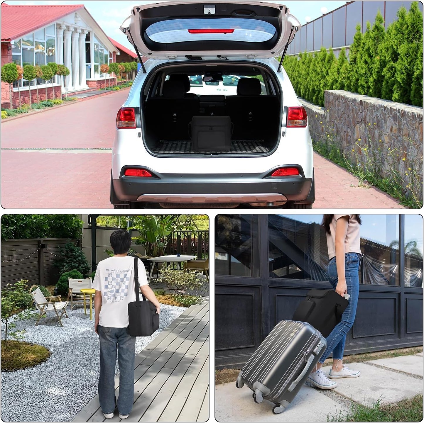 Hzycwgone Sac De Rangement Portable Étui De Transport Housse Pour Mini Frigo Petit Frigo 4L/6 Canettes,Pour Mini Réfrigérateur Voiture,Cosmetique,Chambre,Bureau,Dortoir(Noir)