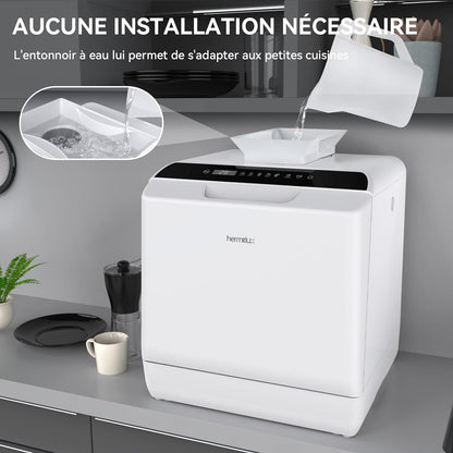 Mini-Lave-Vaisselle, Lave-Vaisselle De Comptoir, Utilisable Avec Robinet Ou Sans Robinet, Largeur De 43 Cm, Capable De Contenir 4 Sets, Adapté Au Camping, 175 Kwh/An, Blanc