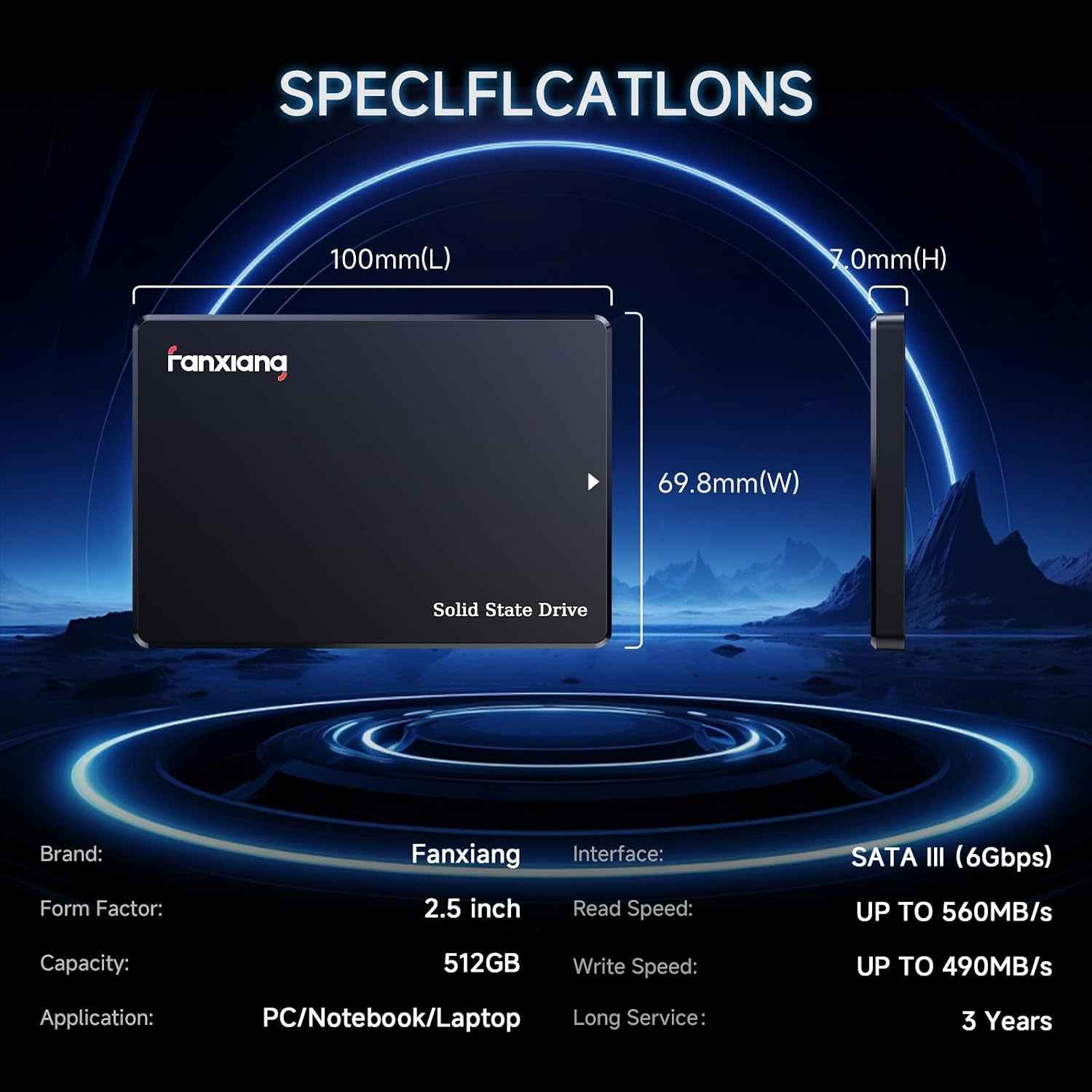 512Go SSD SATA III 6Go/S, SSD 2.5" 560Mo/S En Lecture, 3D NAND Disque SSD Interne Compatible Avec Ordinateurs Portables Et Ordinateurs De Bureau(S101Q)
