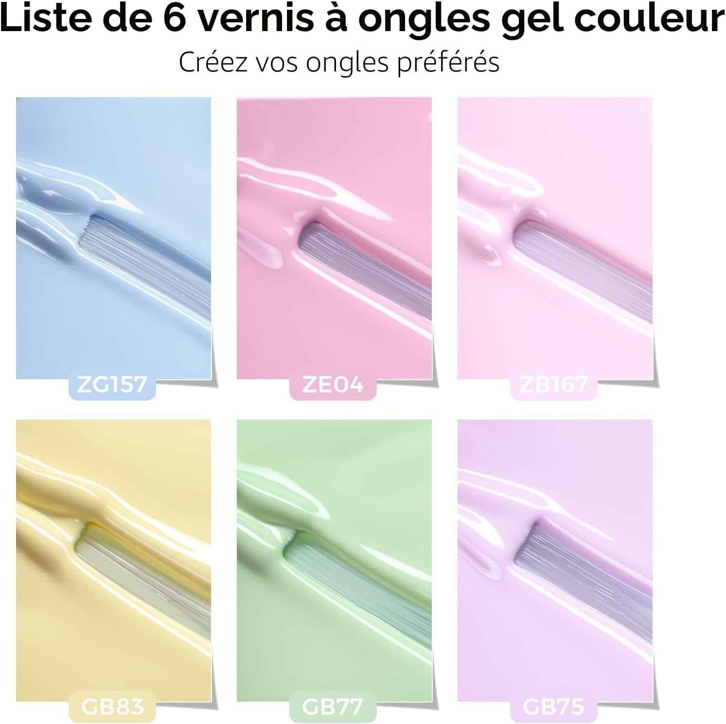 Vernis Semi Permanent Pastel, 6 Couleurs Macaron Bonbon Doux Rose Bleu Jaune Violet Vert Vernis Gel UV Été, Soak-Off UV/LED Gel Cadeau Pour Onglerie DIY Home, 8ML