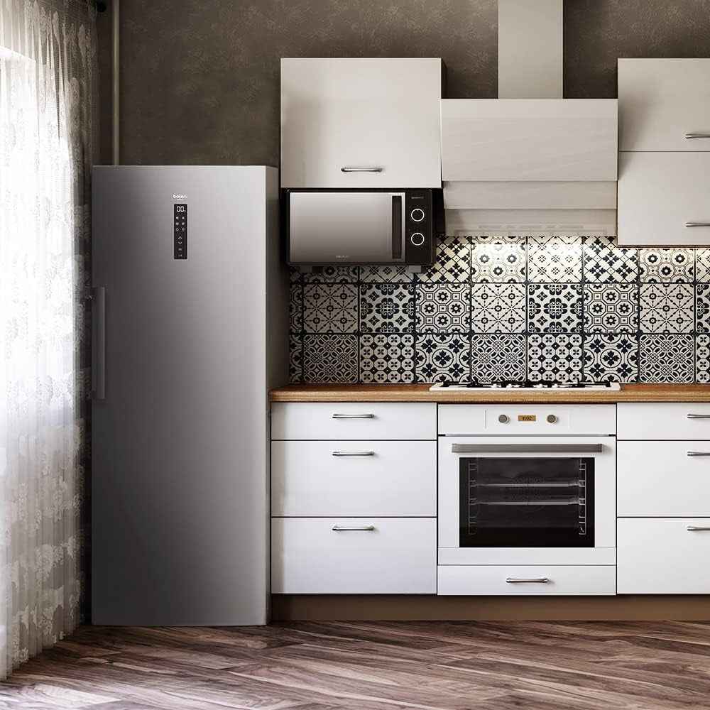 Congélateur Vertical 380L Bolero Coolmarket UF 380 Inox, Moteur Inverter Plus, Économie D’Énergie, Total No Frost, Écran De Contrôle, Convertible En Réfrigérateur, Acier Inox