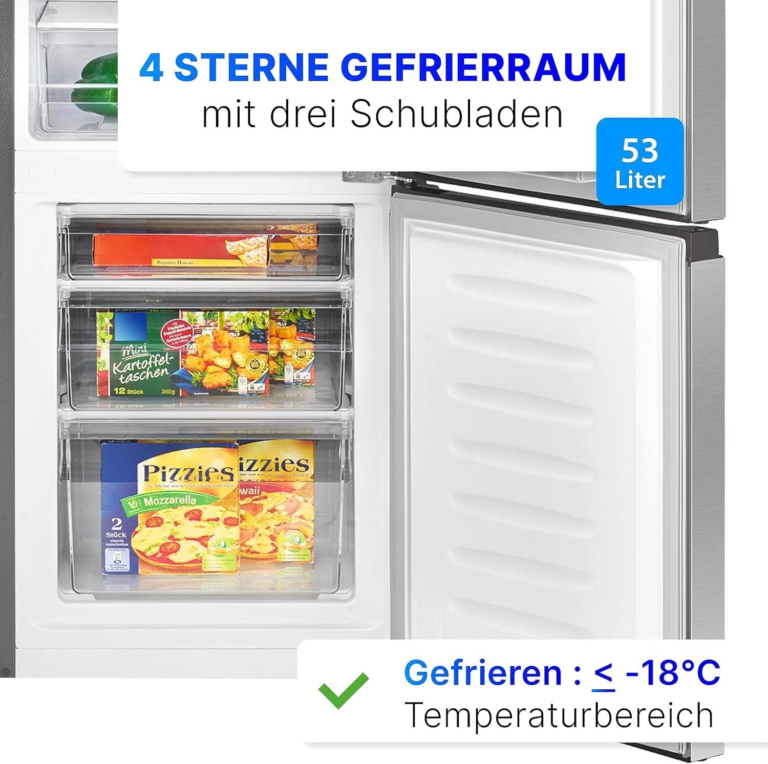 Bomann Réfrigérateur Et Congélateur 175L Inox Kg322-1-Inox, Capacité Nette : 175 Litres, Contrôle De La Température En Continu, Charnières De Porte À Droite, Interchangeables, Pieds Réglables
