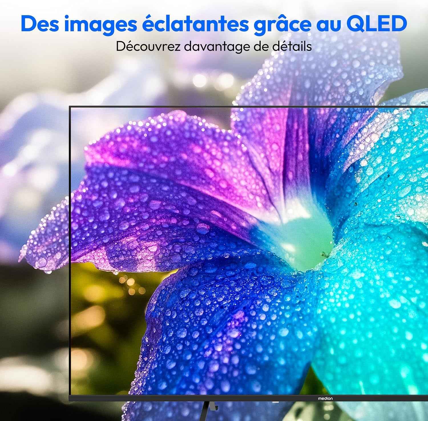 125.7 Cm 50" Téléviseur QLED Smart TV 4K Dolby Vision HDR Prime Video Disney+ Compatible Google TV PVR Bluetooth, MD850701