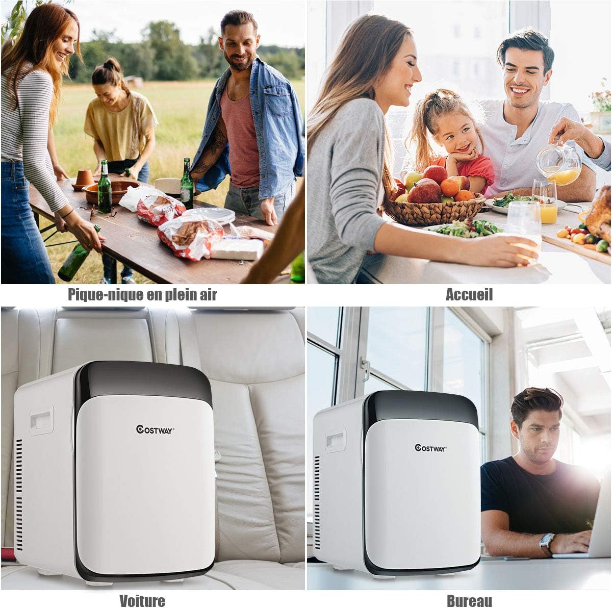 Mini Frigo 15L Mini Réfrigérateur 2 En 1 Fonction De Refroidissement Et De Chauffage, Température -3 ℃ ~ 50 ℃, Mini Frigo Portable 76 Kwh/An Pour Maison/Voiture (Blanc)