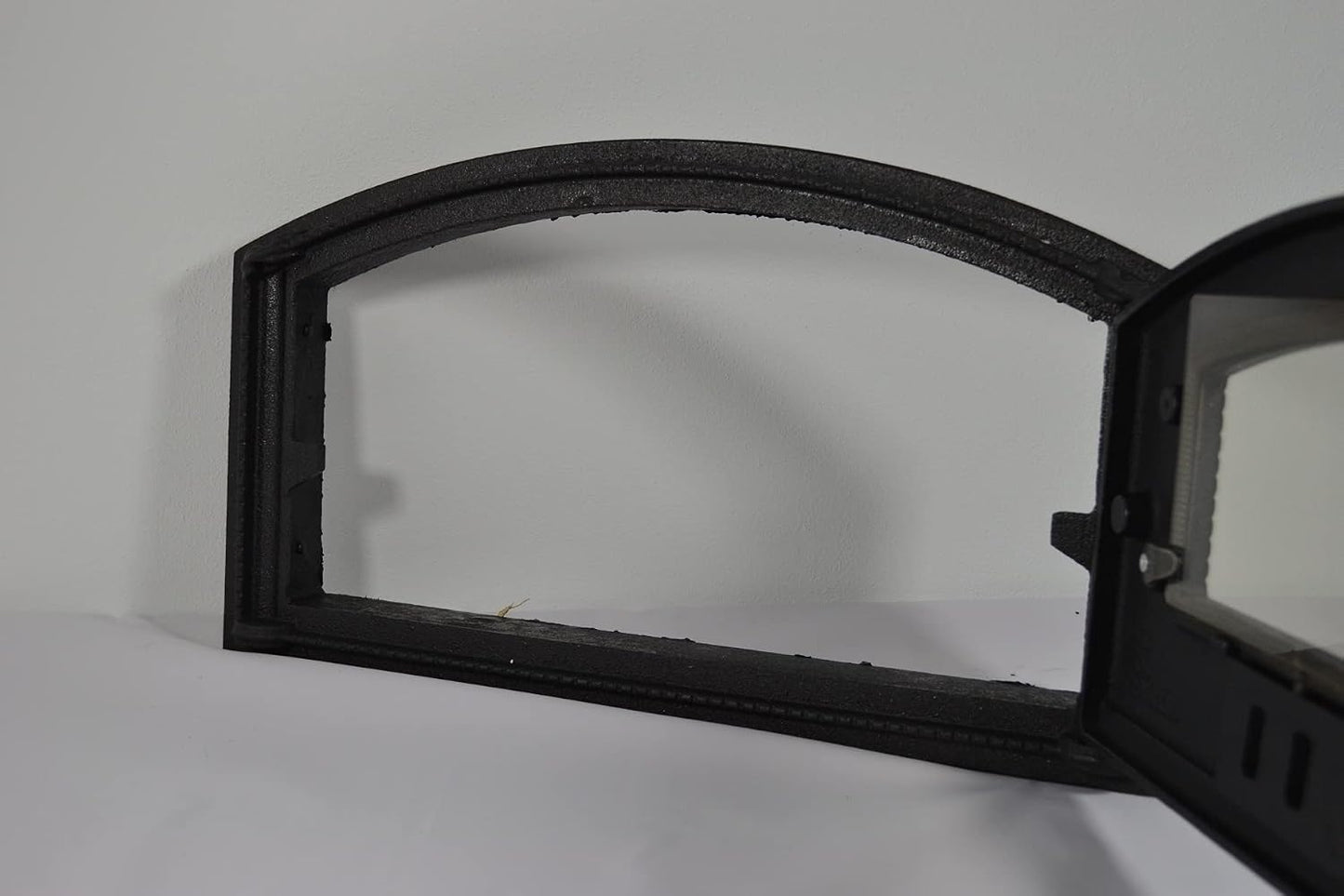 Porte De Four En Fonte Avec Thermomètre 500°C, Verre Résistant À La Chaleur, Ouverture Vers La Droite, Porte À Pizza, Four À Pain, Porte En Pierre, 48,5 X 6,5 X 27,5 Cm, Demi-Rond Peinture Noire