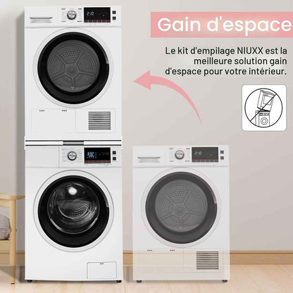 Universel Kit De Superposition Pour 46-66Cm Lave-Linge Et Sèche-Linge | Kit D’Empilage Pour Machine À Laver, Cadre Intermédiaire Pour Laver, Sèche-Linge Kit Intermédiaire Avec Sangles À Cliquet