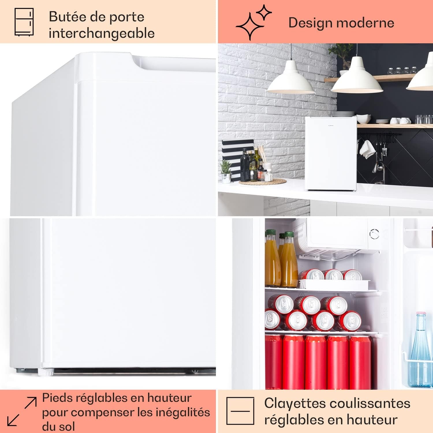 Mini Frigo De Chambre De 67L Pour Boissons Et Bieres, Petit Frigo Silencieux, Mini Bar Intérieur/Ext, Petit Refrigerateur Camping, Stockage De Vins, Cosmetique, Étagères Réglables, 5-14°C