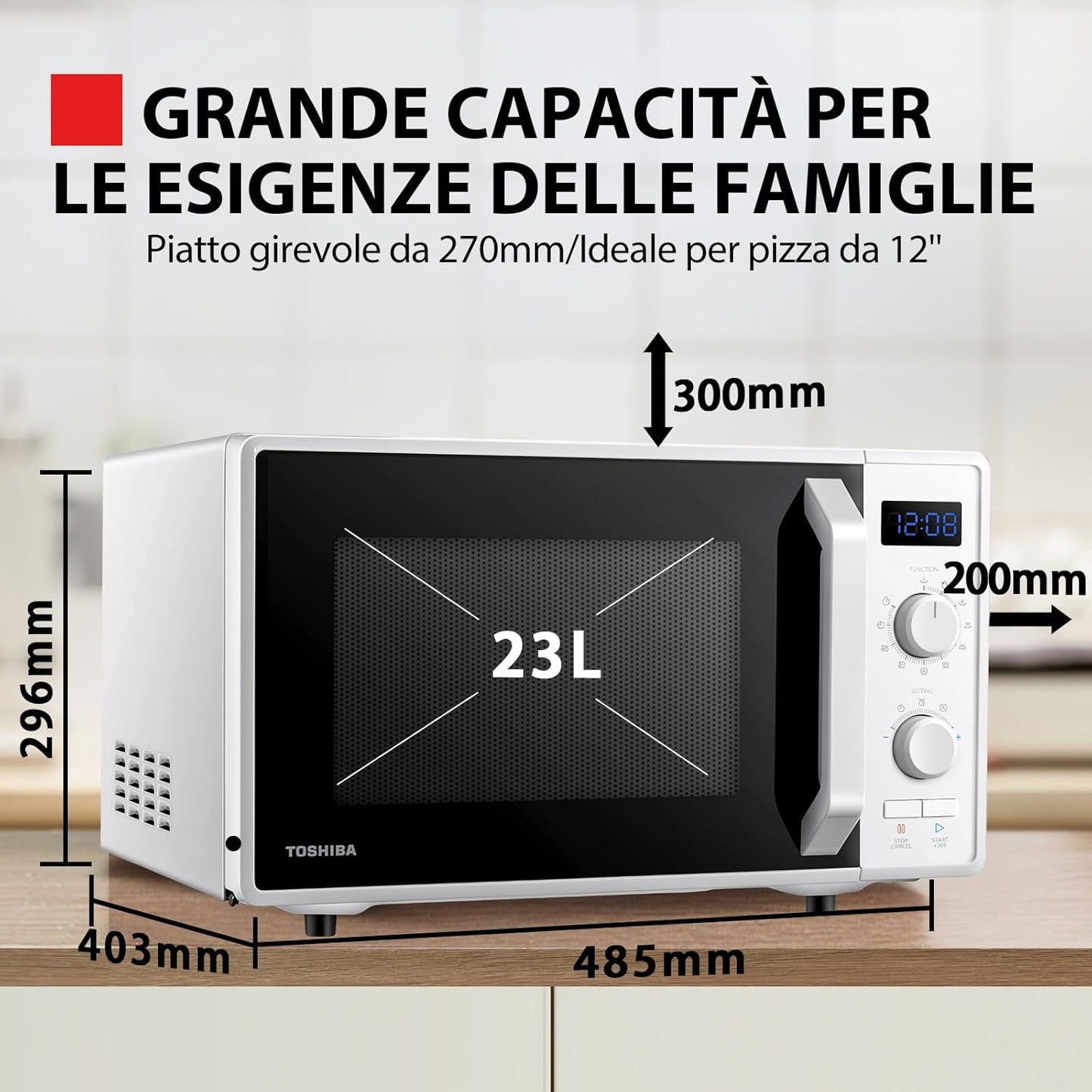 MW2-AG23P(WH) 3-En-1 Four À Micro-Ondes Avec Gril 1050 W Et Cuisson Combinée, 23 L, Plaque Tournante Avec Mémoire De Position, Minuteur, Lumières LED Intégrées, 900 W, Blanc