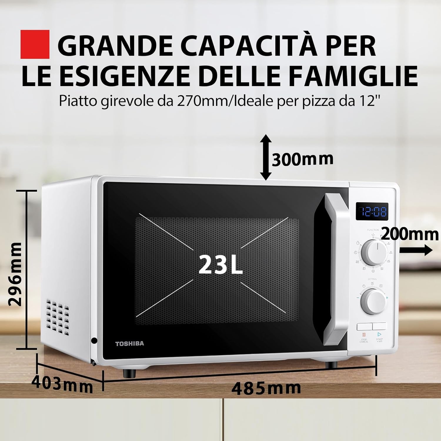 MW2-AG23P(WH) 3-En-1 Four À Micro-Ondes Avec Gril 1050 W Et Cuisson Combinée, 23 L, Plaque Tournante Avec Mémoire De Position, Minuteur, Lumières LED Intégrées, 900 W, Blanc
