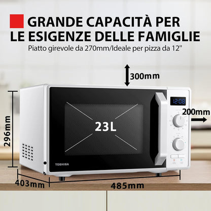 MW2-AG23P(WH) 3-En-1 Four À Micro-Ondes Avec Gril 1050 W Et Cuisson Combinée, 23 L, Plaque Tournante Avec Mémoire De Position, Minuteur, Lumières LED Intégrées, 900 W, Blanc
