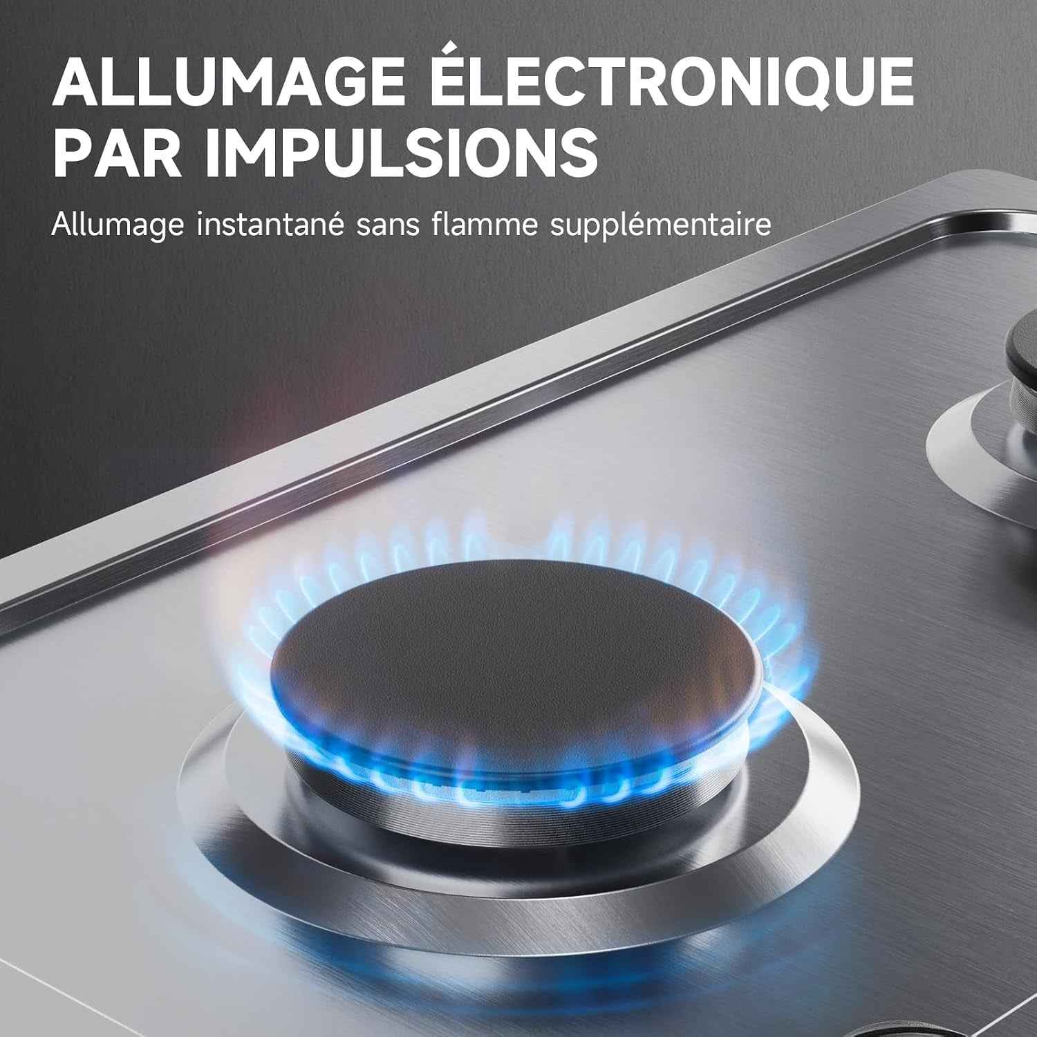 Plaque De Cuisson Gaz 4 Feux Inox, Plaque Gaz 60 Cm Encastrable, 7,8 Kw, Gaz De Ville Et Bouteille, Sécurité Thermocouple, Grille Fonte