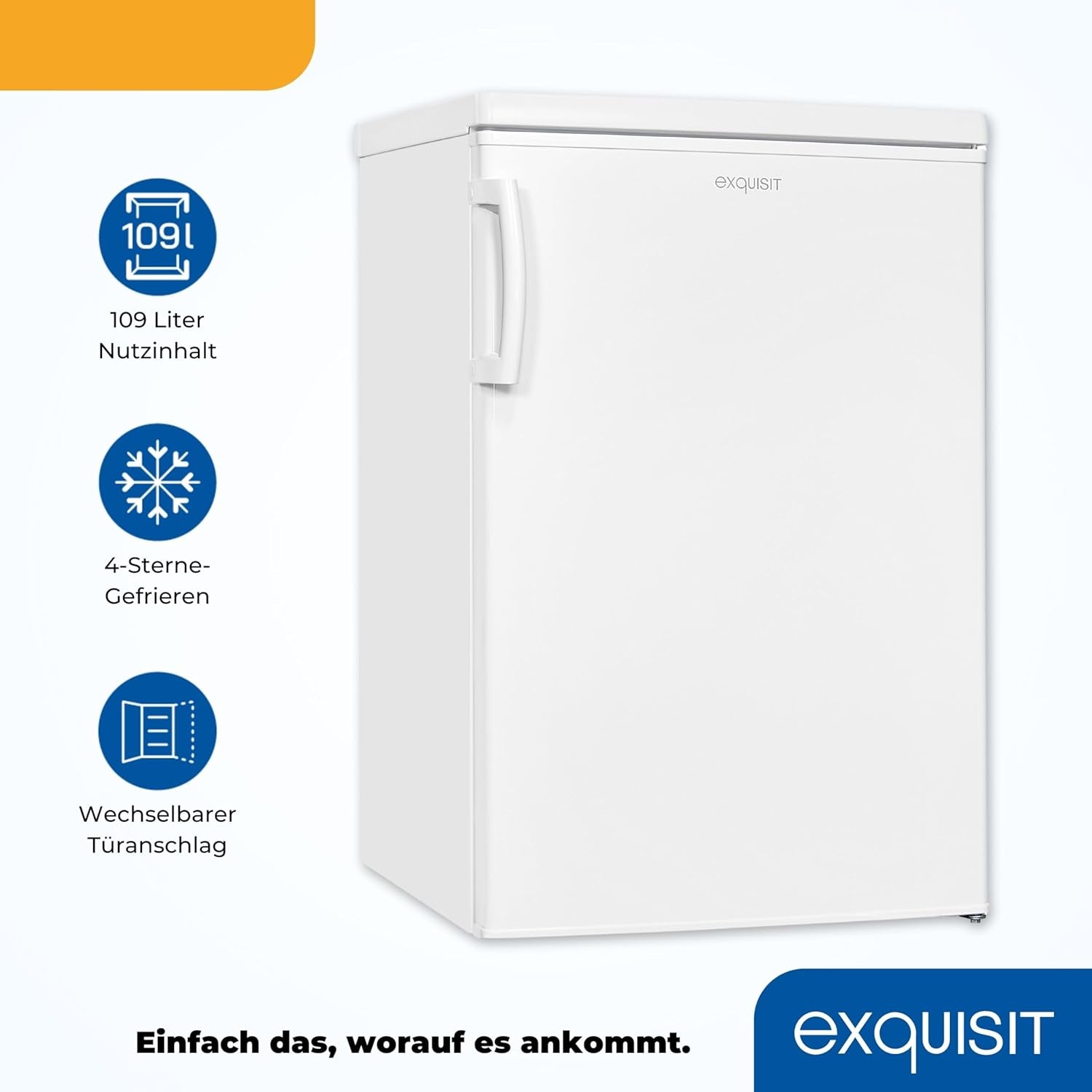 Exquisit Réfrigérateur Table Top KS16-4-HE-040D Blanc | Classe D Très Efficace | Sous Comptoir Avec Congélateur | 109 Litres De Capcité Nette