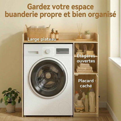 Meuble Machine À Laver Avec Compartiments 93,5 X 60 X 100 Cm Blanc | Armoire Machine a Laver, Porte À Fermeture Douce, Large Plateau, Meuble De Salle De Bain Et Buanderie