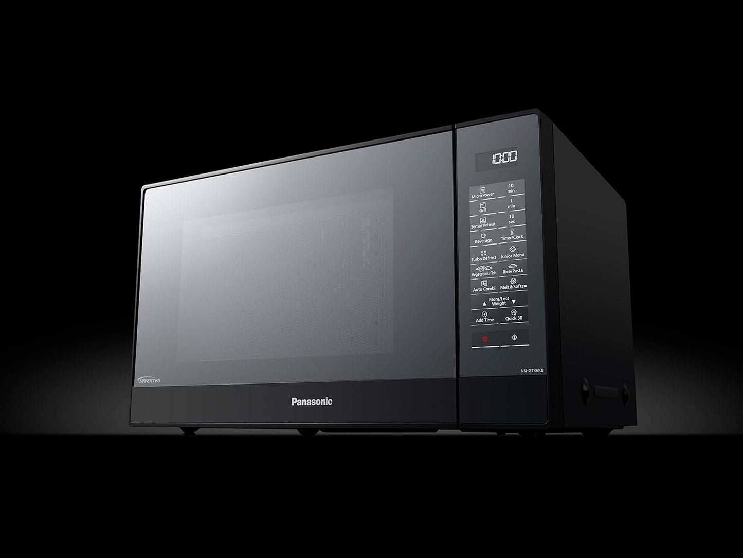 NN-GT46KBSUG Four À Micro-Ondes Et Gril Avec Plateau Tournant, 31 Litres, Aacier Inoxydable, 1000 W, Grill 1100 W, 24 Programmes Auto, Écran LCD, Capteur Genius, Menu Junior, Noir