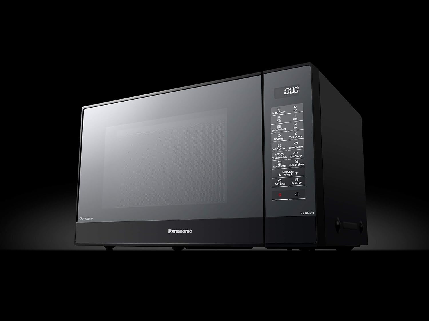 NN-GT46KBSUG Four À Micro-Ondes Et Gril Avec Plateau Tournant, 31 Litres, Aacier Inoxydable, 1000 W, Grill 1100 W, 24 Programmes Auto, Écran LCD, Capteur Genius, Menu Junior, Noir