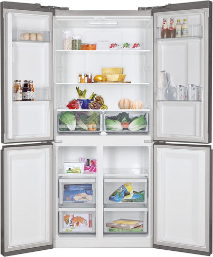 CSC818FX Réfrigérateur Combiné - Pose Libre, 436L (Réfrigérateur 288L + Congélateur 148L), 4 Portes, No Frost, Gris, Classe F