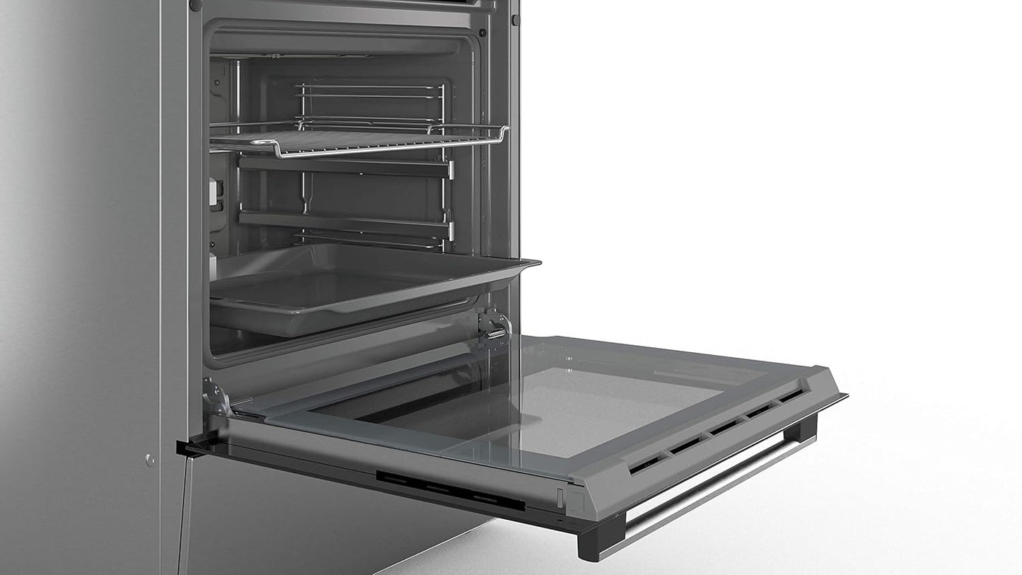 HKR39C250 Série 4 Cuisinière Électrique 60 Cm De Large, Ecoclean Direct, 3D Air Chaud Cuisson À 3 Niveaux, Contrôle De L'Écran LED, Zone De Cuisson Extensible Pour Grande Batterie De Cuisine