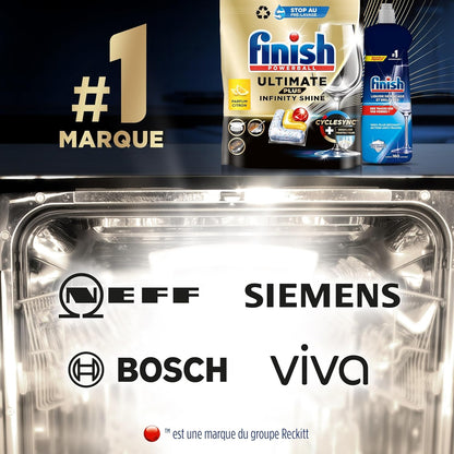 Ultimate plus Infinity Shine Pastilles Lave-Vaisselle Citron, Propreté Intense & Brillance Étincelante,105 Capsules