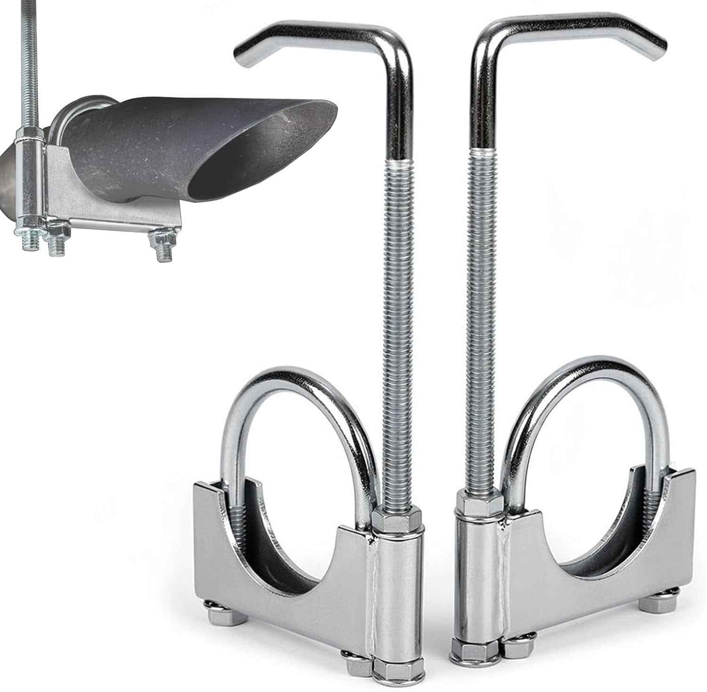 Collier D'Échappement En 2 Pièces, Acier Inoxydable Colliers En U Robustes Universel Avec Support Type Selle Ø 70 Mm / 2,75 Po Pour Tuyaux D'Échappement De Voitures Et Camions