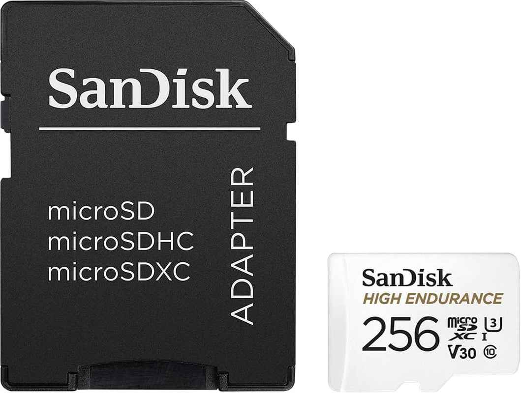 256 Go High Endurance Carte Microsdxc Pour Les Caméras IP Et Les Caméras Embarquées + Adaptateur SD Jusqu'À 20 000 Heures De Vidéo Full HD / 4K Jusqu'À 100 Mo/S UHS-I Class 10 U3 V30