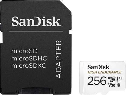 256 Go High Endurance Carte Microsdxc Pour Les Caméras IP Et Les Caméras Embarquées + Adaptateur SD Jusqu'À 20 000 Heures De Vidéo Full HD / 4K Jusqu'À 100 Mo/S UHS-I Class 10 U3 V30