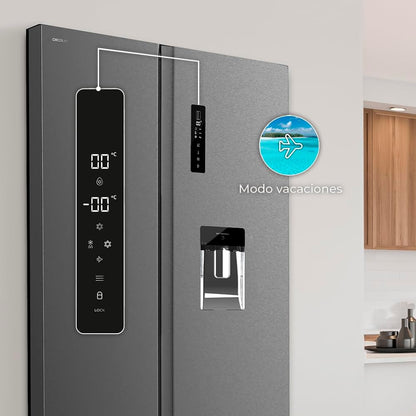 Réfrigérateur Américain De 559 Litres Bolero Coolmarket SBS 562 Dark D. 177 Cm De Hauteur Et 90 Cm De Largeur, Classe D, Système Multi Air Flow, No Frost Total, Moteur Inverter Plus